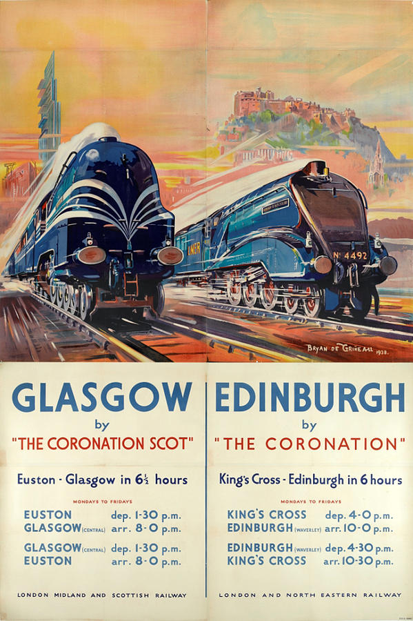 Vintage Train Travel - Glasgow and Edinburgh Digital Art by Georgia Clare