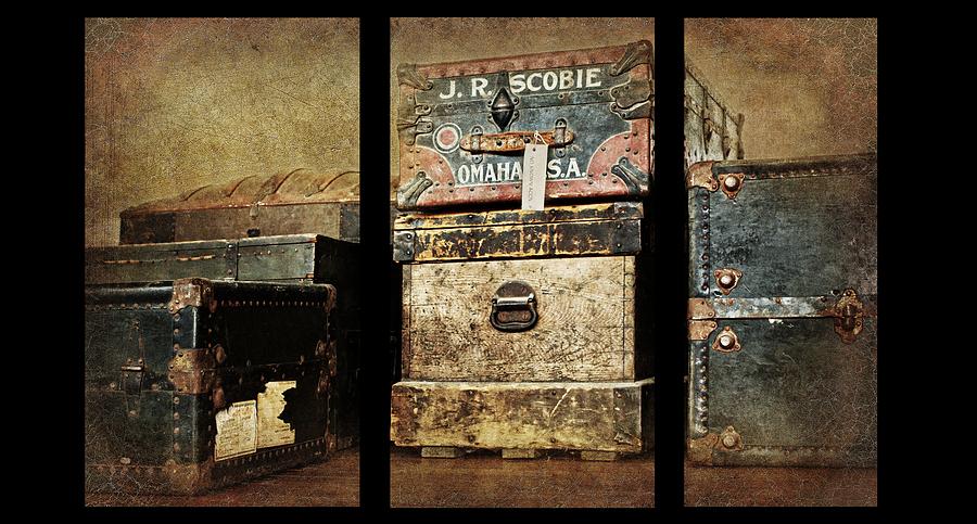Vintage Trunks #1 Triptych Photograph by Nikolyn McDonald