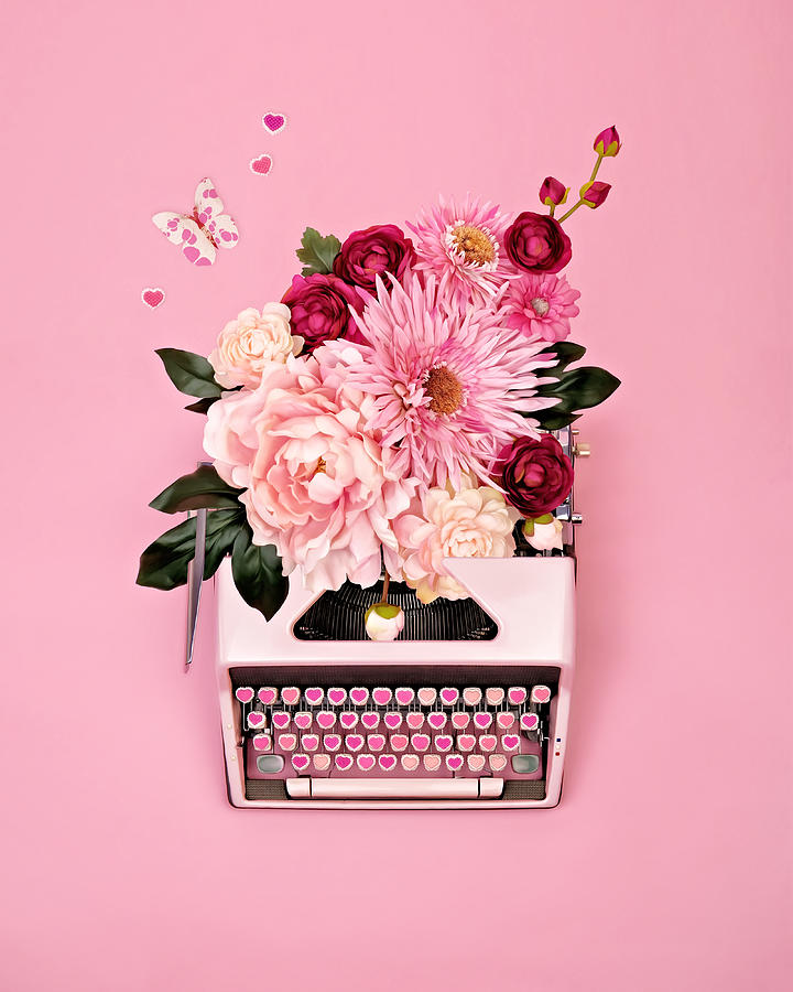 Vintage Typewriter With Flowers Photograph by Juj Winn