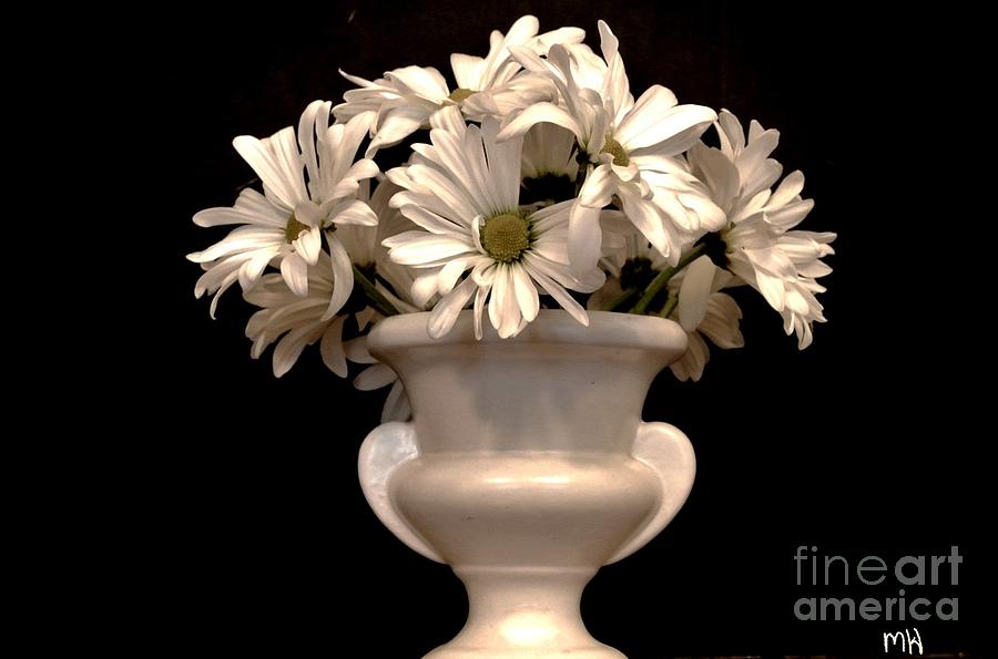 Vintage Vase with Daisies Photograph by Marsha Heiken