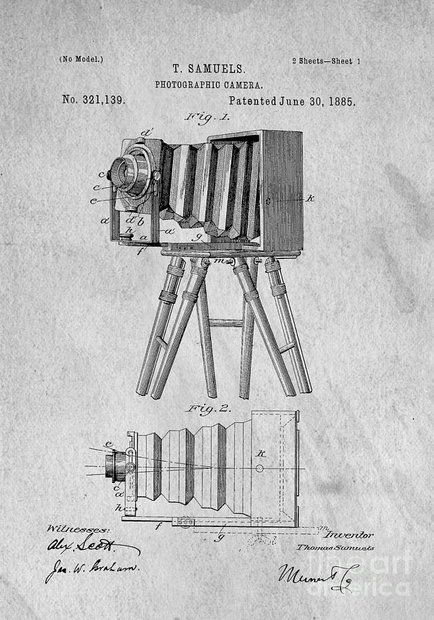 Vintage View Camera Patent Art Digital Art by Edward Fielding