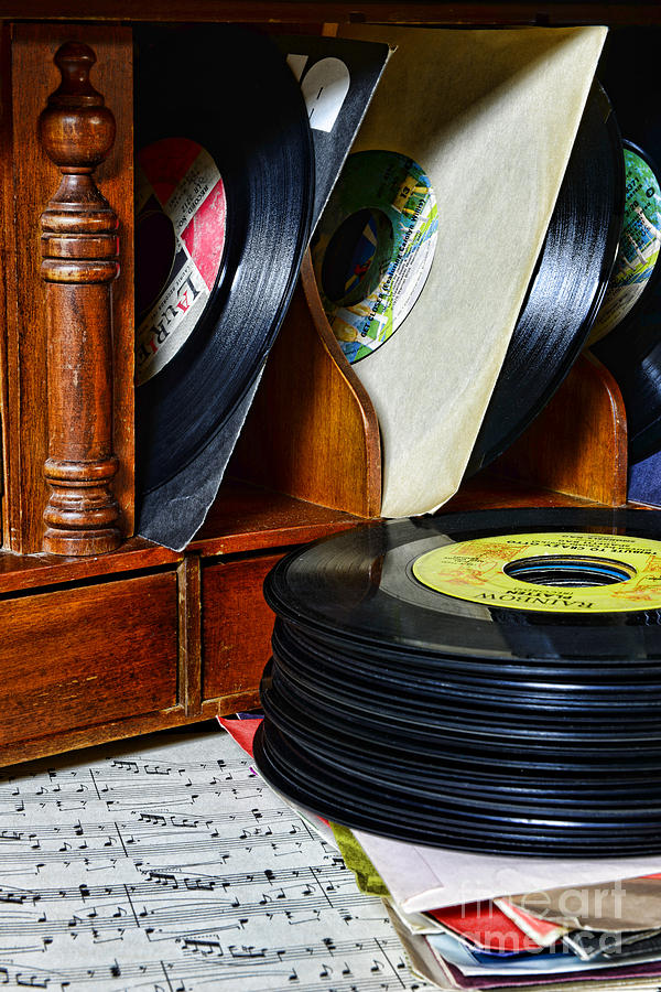 Vintage Photograph - Vintage Vinyl Record Library by Paul Ward