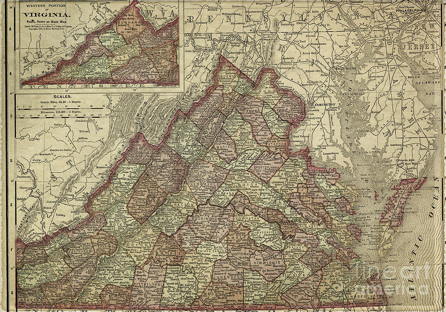 Vintage Virginia State Map 1865 Digital Art by Melissa Messick