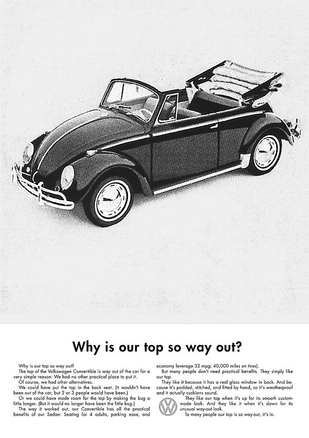 Vintage VW Convertible Advert Digital Art by Georgia Clare