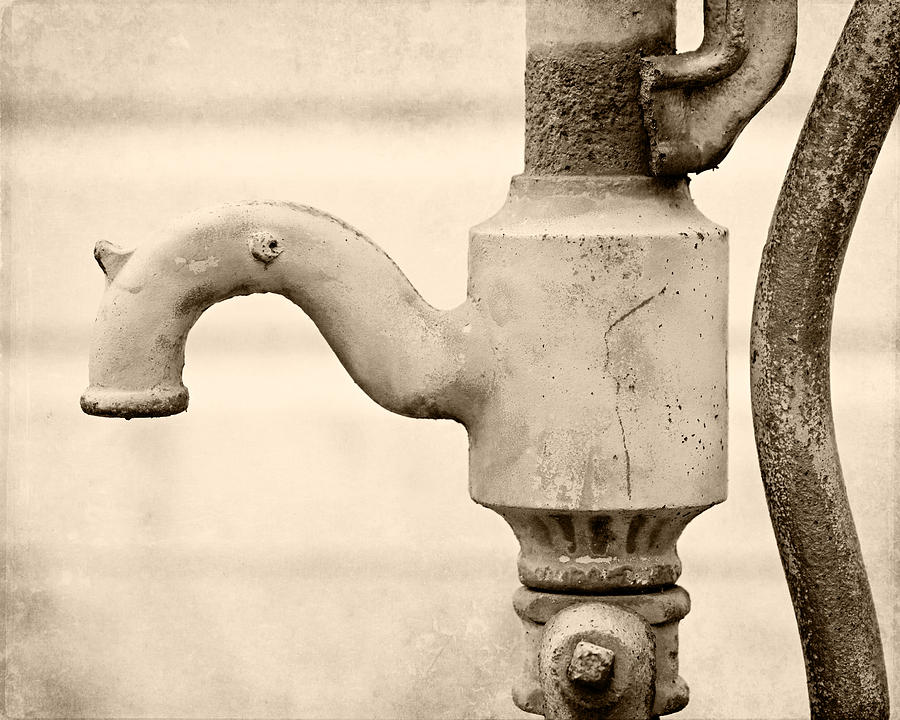 Vintage Water Pump Faucet In Sepia Photograph By Lisa Russo