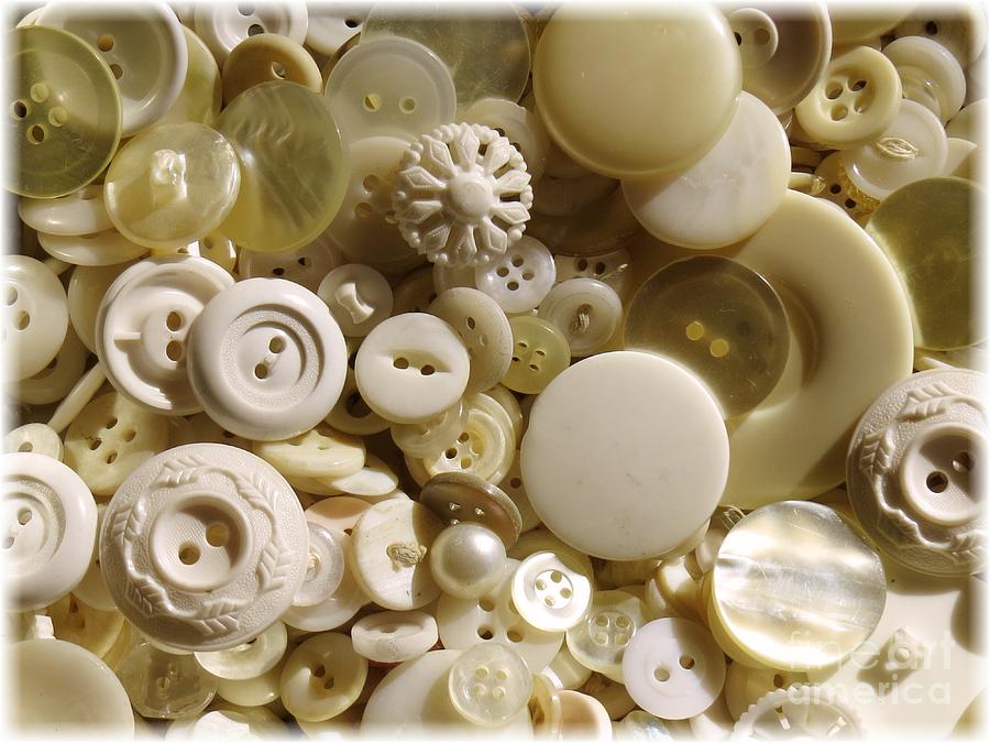 Vintage Photograph - Vintage White Buttons by Carol Groenen