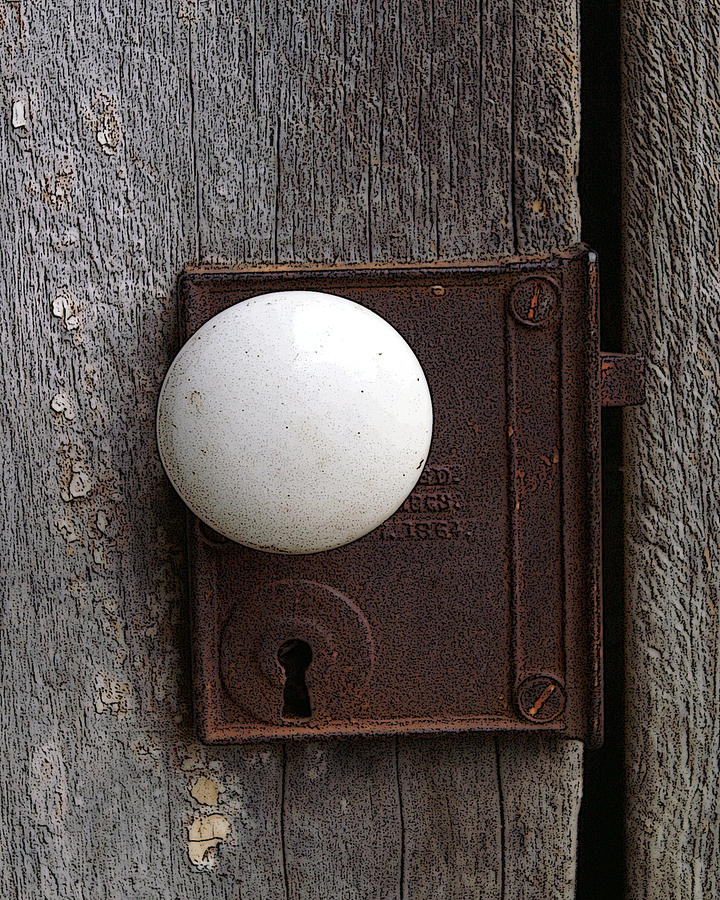 Vintage White Doorknob Photograph by TnBackroadsPhotos 