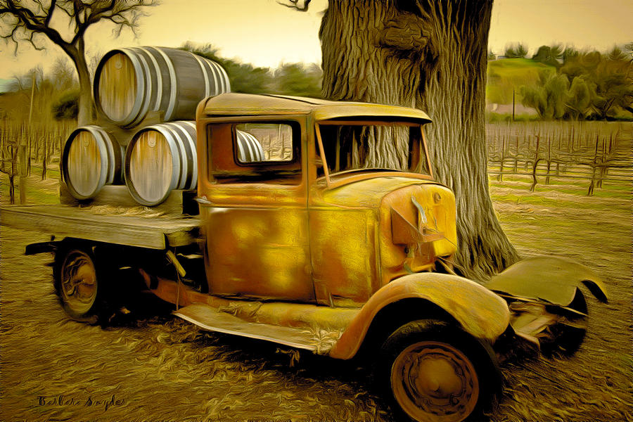 Vintage Wine Vintage Truck Painting by Barbara Snyder