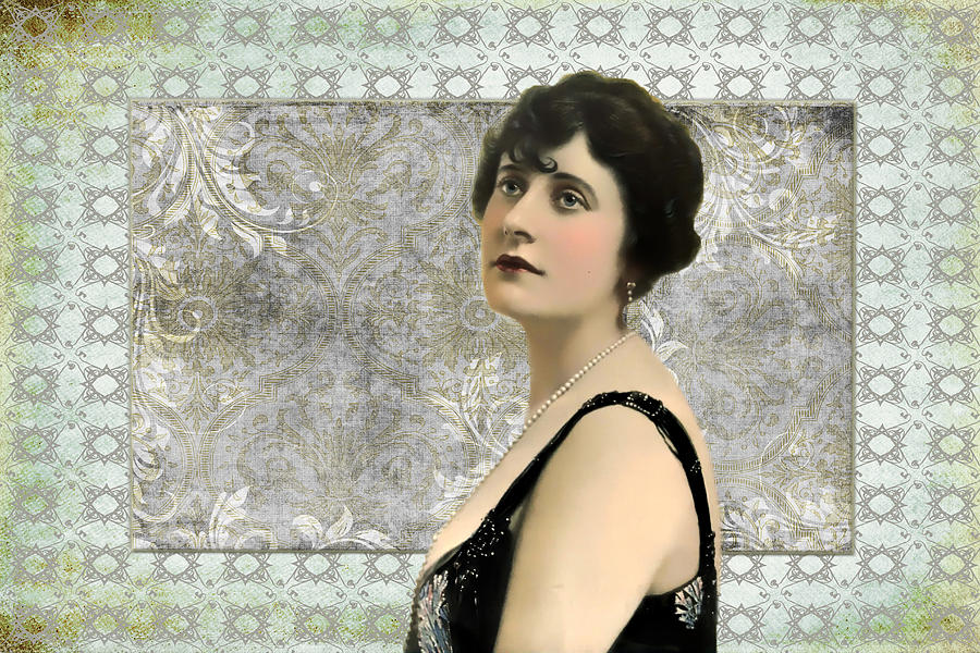 Vintage Woman and Damask Pattern Photograph by Peggy Collins