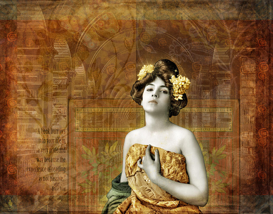 Library Photograph - Vintage Woman In Library by Cat Whipple Library Photograph - Vintage Woman In Library by Cat Whipple