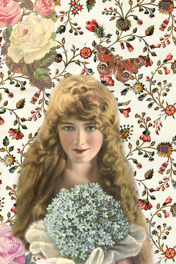 Vintage Woman with Flowers Photograph by Peggy Collins