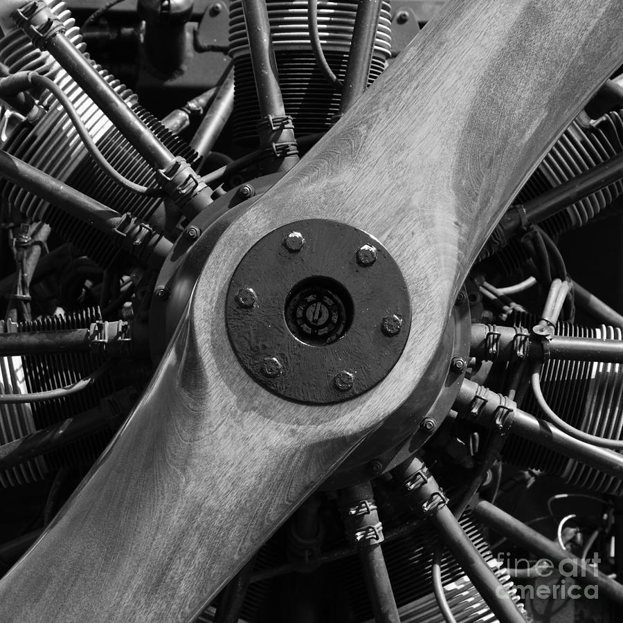 Vintage Wood Propeller - 7D15828 - Square - Black and White Photograph by Wingsdomain Art and Photography