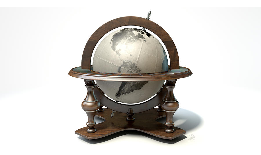 Vintage Digital Art - Vintage Wooden World Globe by Allan Swart