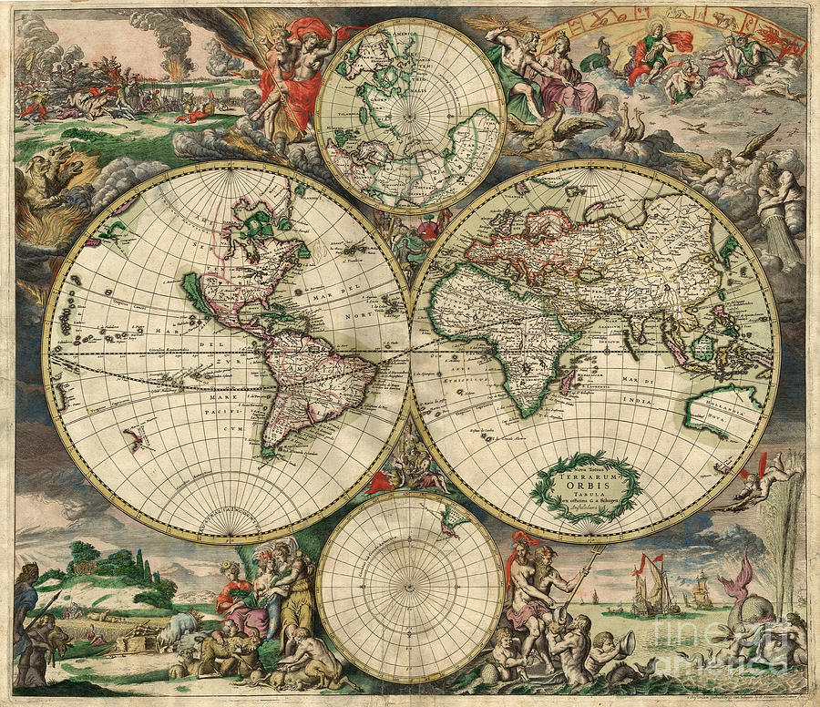Vintage World Map Photograph by Action