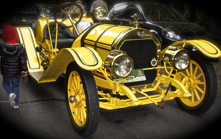 Automobile Photograph - Vintage Yellow Roadster by Venetia Featherstone-Witty
