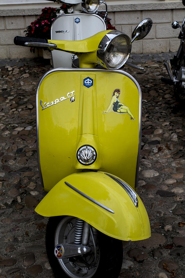 Vintage Yellow Vespa Photograph by Georgia Clare