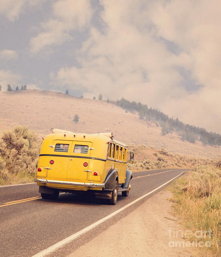 Yellowstone National Park Photograph - Vintage Yellowstone Bus by Edward Fielding
