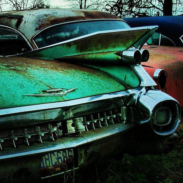 Cadillac Photograph - #vintageauto #cadillac #turquoise by Joel Blaicher