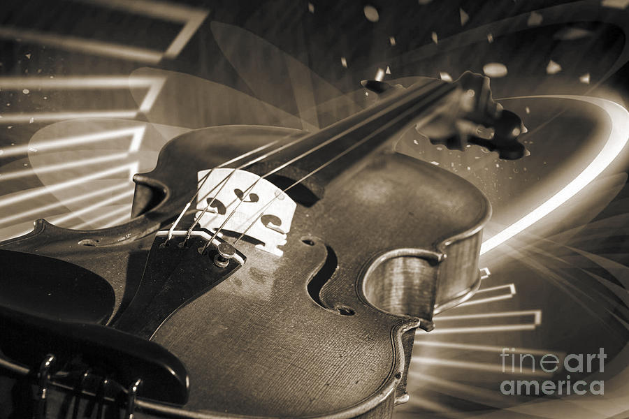 Viola Violin on a Fantasy Background in Sepia 3070.01 Photograph by M K Miller