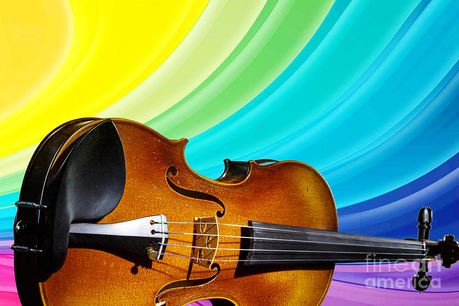 Viola Violin on a Rainbow Background in Color 3071.02 Photograph by M K Miller