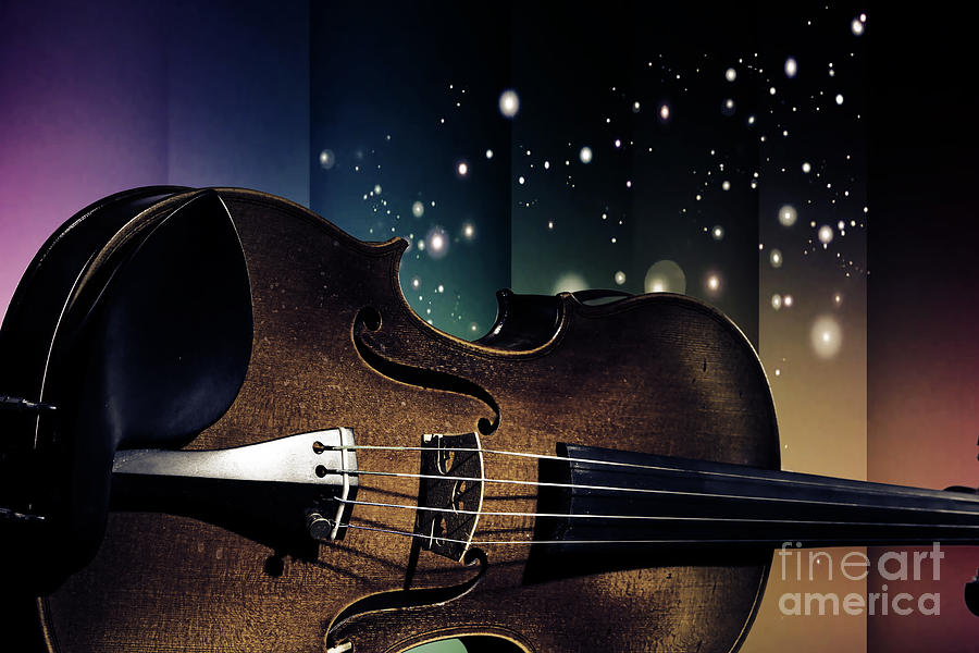 Viola Violin on a Star and Rainbow Background in Antique Color 3 Photograph by M K Miller