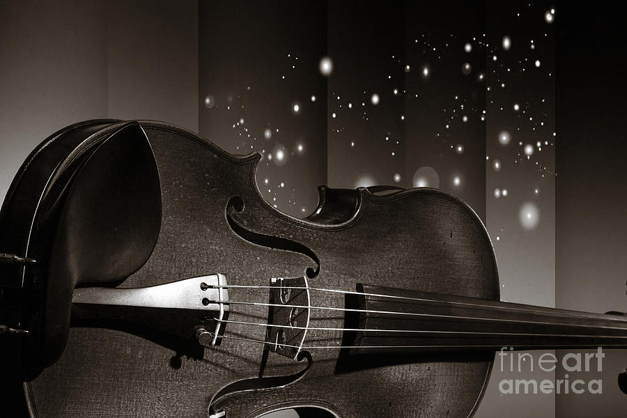Viola Violin on a Star and Rainbow Background in Sepia 3073.01 Photograph by M K Miller