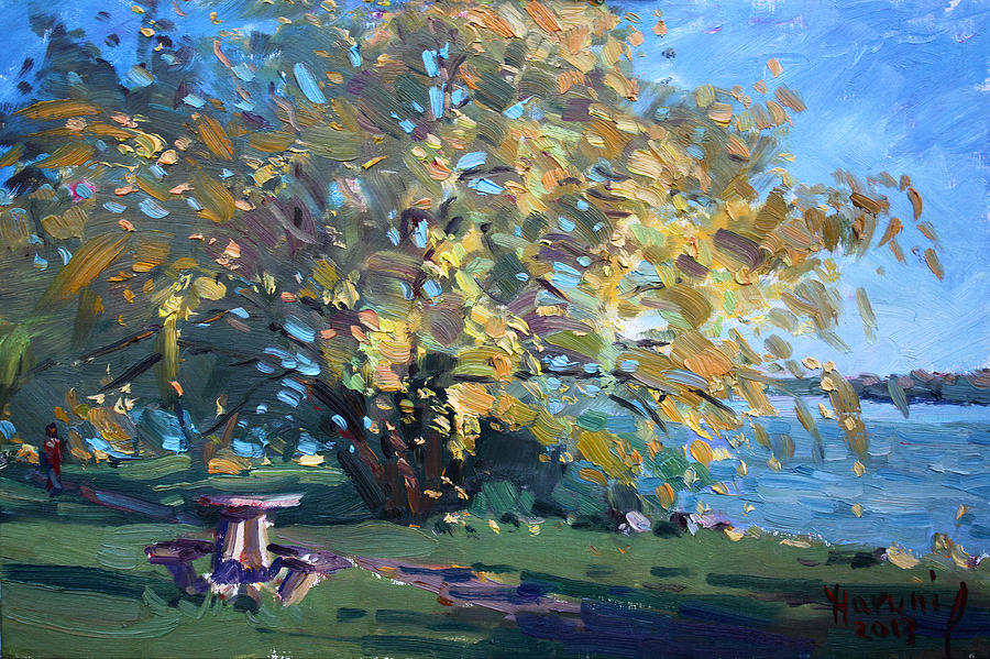 Fall Painting - Viola Walking in the Park by Ylli Haruni