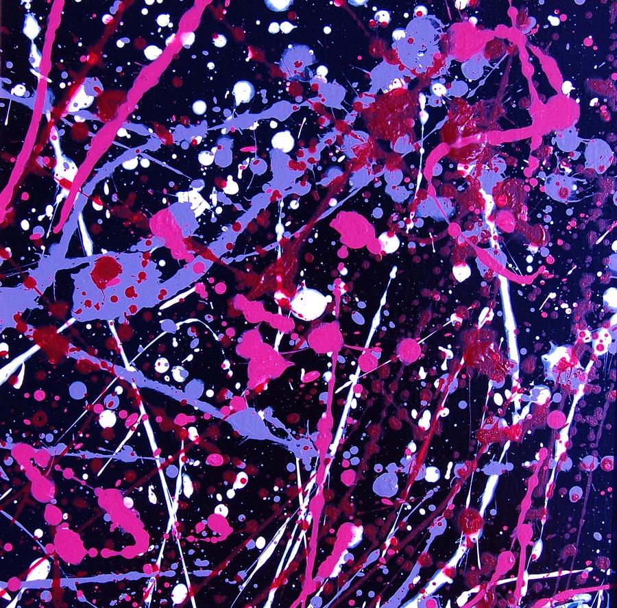 Violet and Pink Paint Splatter I Photograph by Linda Brody