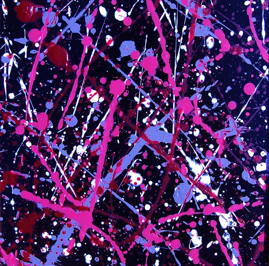 Violet and Pink Paint Splatter II Photograph by Linda Brody