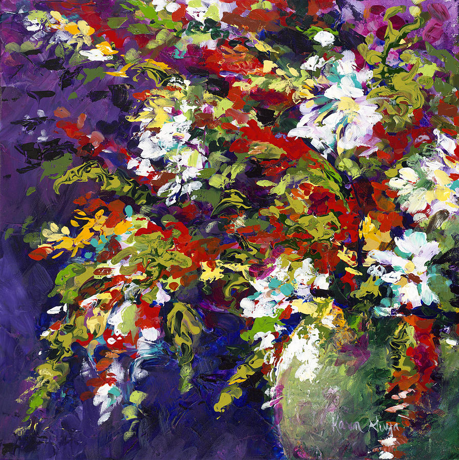 Violet Clear Vase Painting by Karen Ahuja