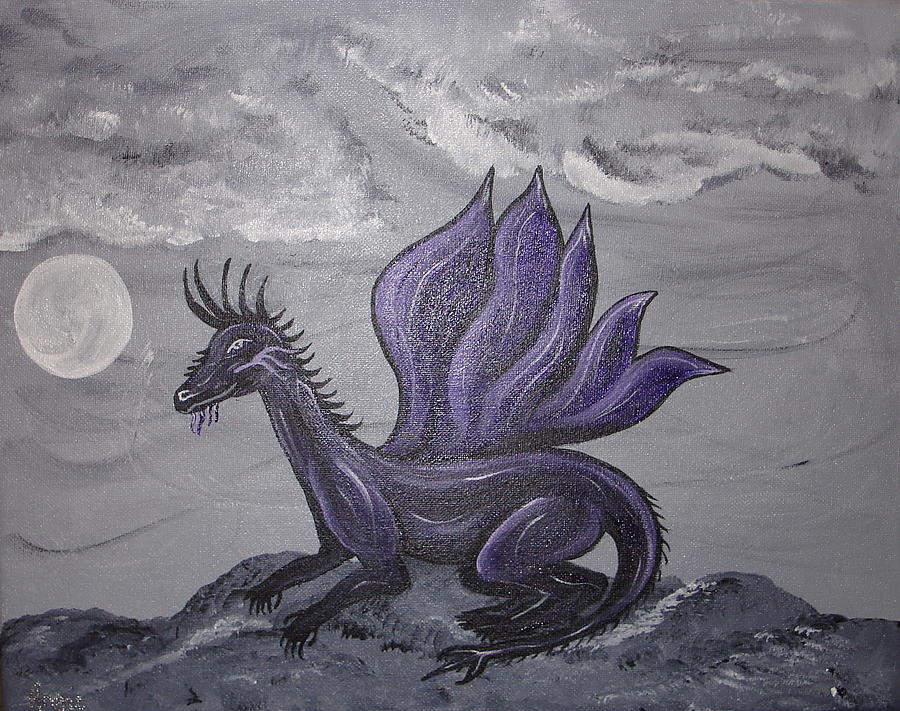 Violet Dragon Painting by Angie Butler