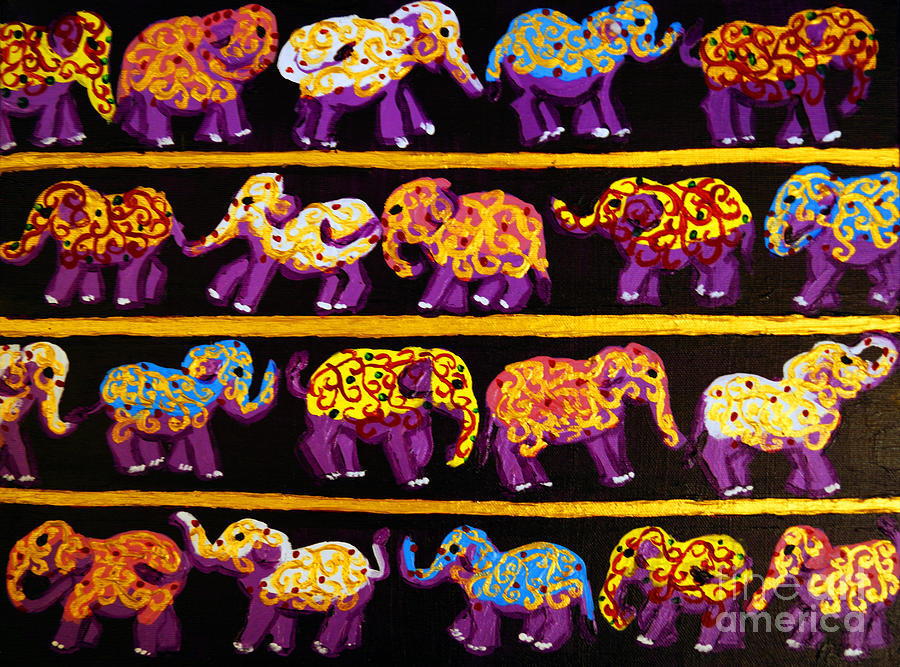 Violet Elephants Painting by Cassandra Buckley