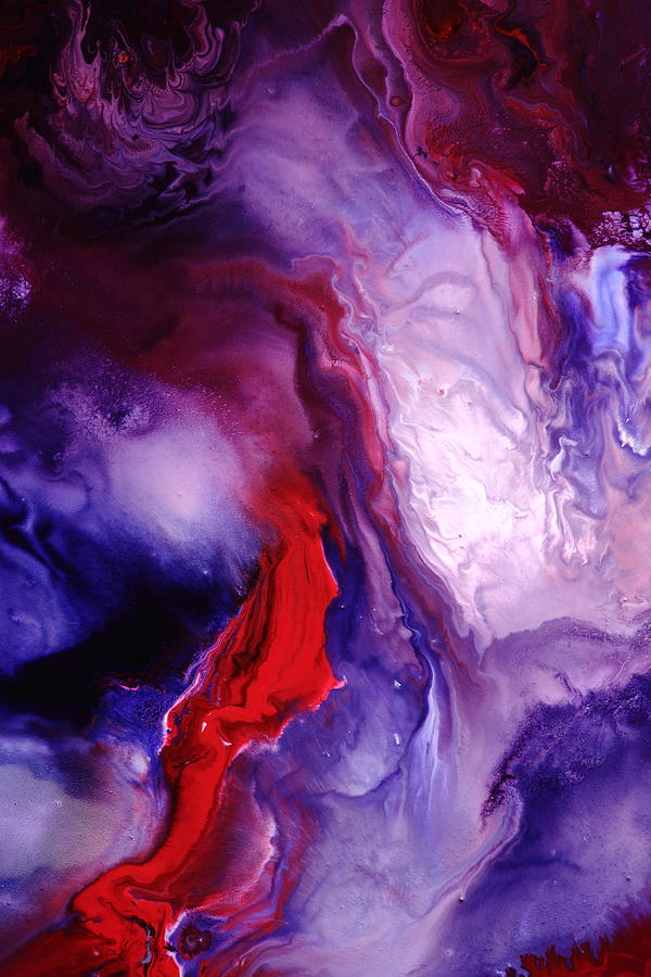 Violet Painting - Violet Explosion-Red Abstract by Serg Wiaderny