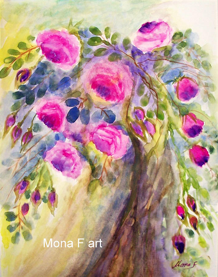 Rose Painting - Violet Flowers by Mona Forest