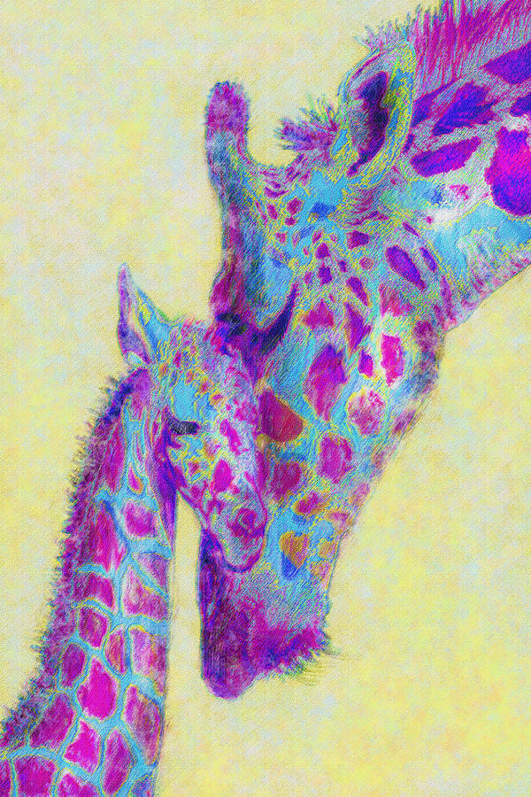 Violet Giraffes Digital Art by Jane Schnetlage