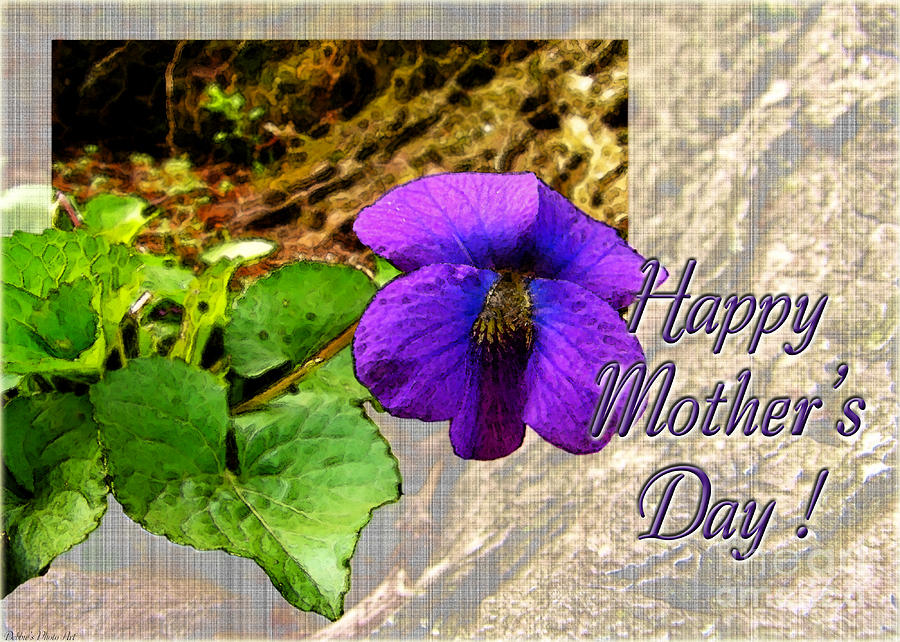 Violet Greeting card  Mothers Day Photograph by Debbie Portwood