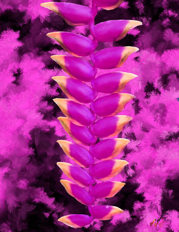 Violet Heliconia Flower Painting by Bruce Nutting