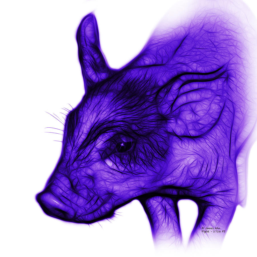 Pig Digital Art - Violet Piglet - 1716 FS by James Ahn