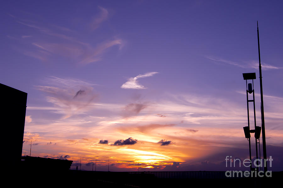 Violet Sunset with Wispy Clouds Photograph by Beverly Claire Kaiya