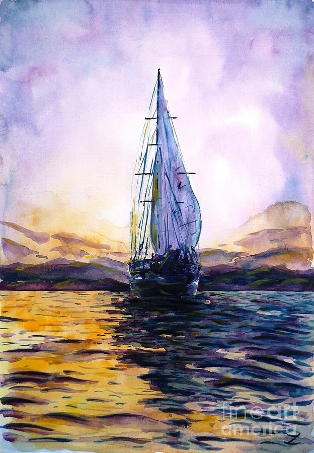 Violet Sunset Painting by Zaira Dzhaubaeva