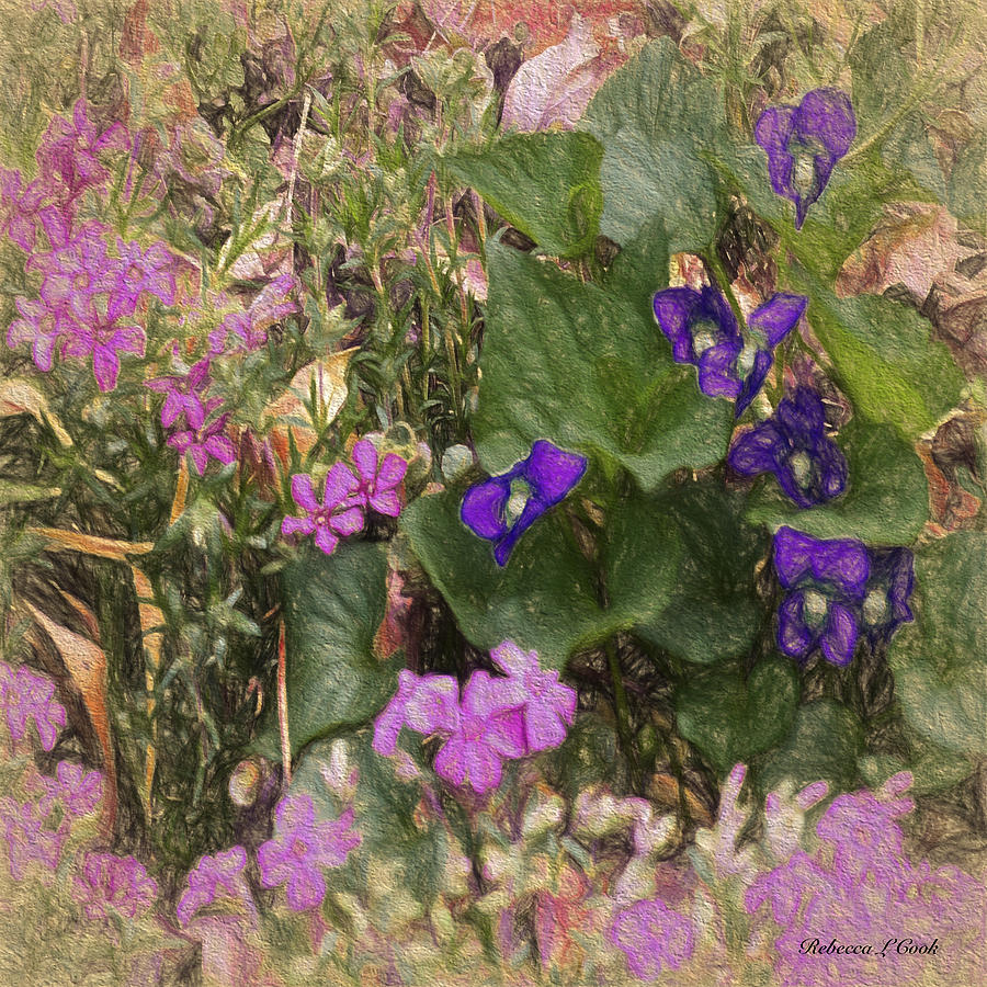Violets and Thrift Painting by Bellesouth Studio