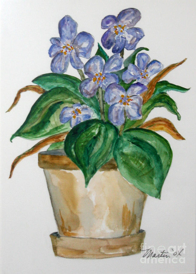 Flower Painting - Violets by Larry Martin
