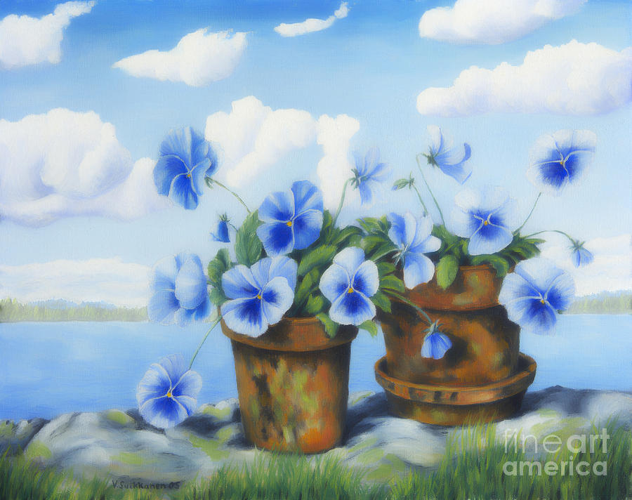 Violets On The Beach Painting