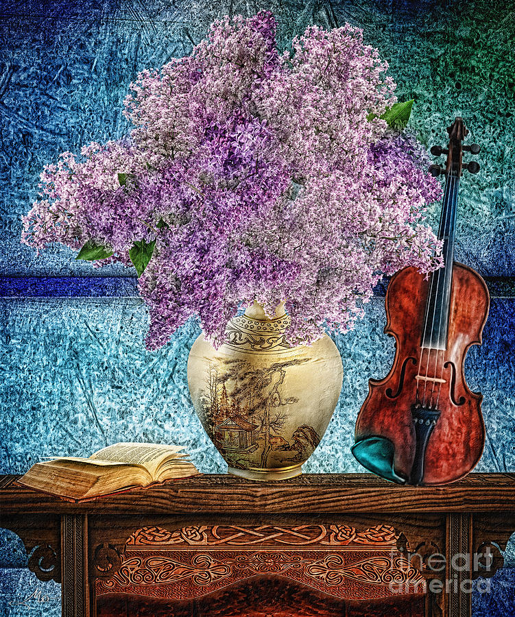 Violin and Lilac Photograph by Mo T