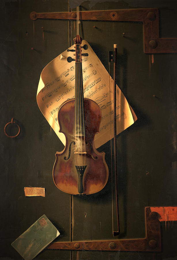 Typography Digital Art - Violin by Gary Grayson