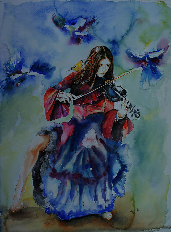 Beethoven Movie Painting - Violin music for Birds by Isabel Salvador