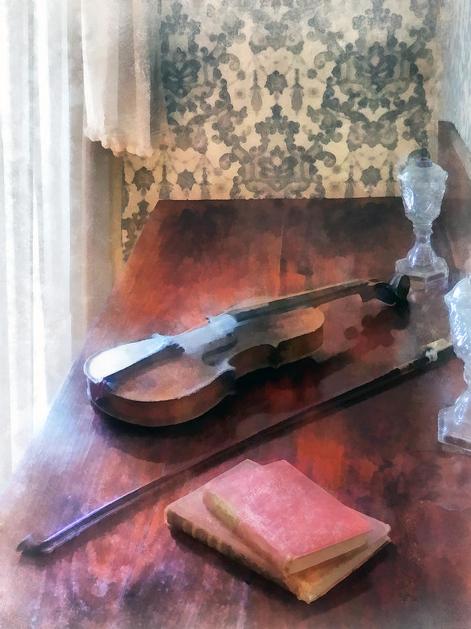 Violin on Credenza Photograph by Susan Savad