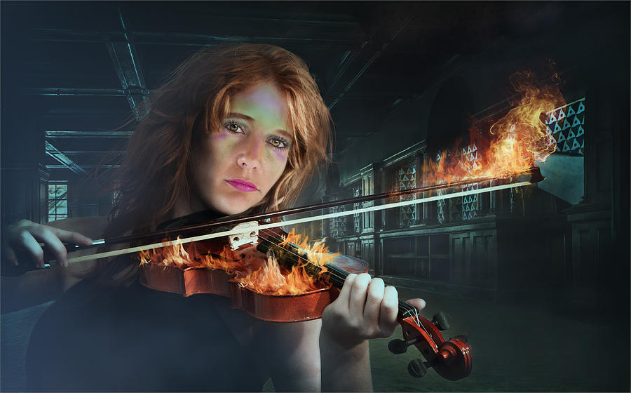 Violin On Fire Photograph