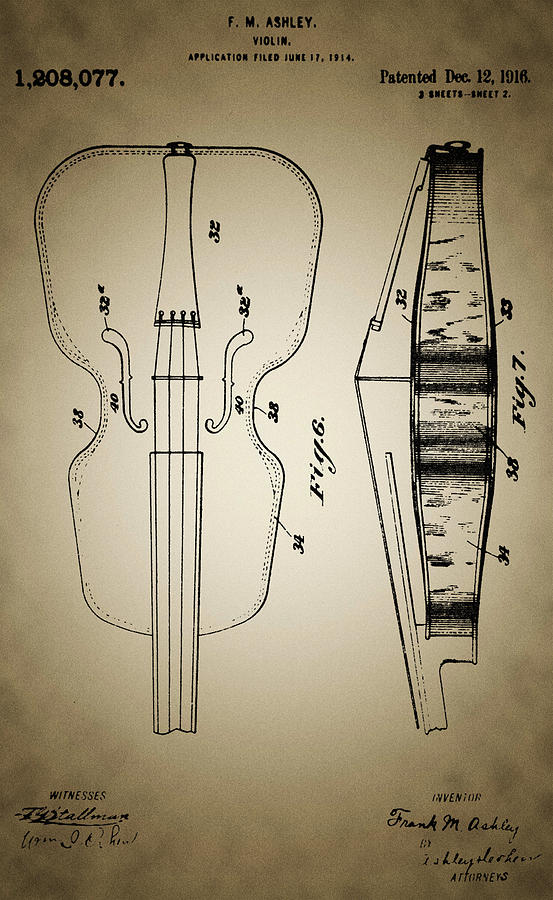 Violin Patent Photograph by Bill Cannon