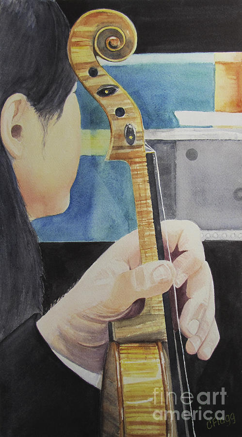 Violin Waiting Painting by Carol Flagg